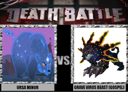 Size: 839x600 | Tagged: safe, ursa minor, death battle, gospel, grave virus beast, megaman battle network, meme