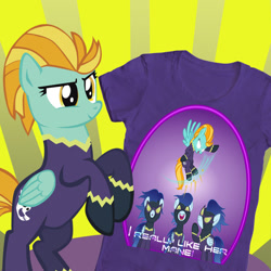 Size: 894x894 | Tagged: safe, artist:pipersack, lightning dust, clothes, shadowbolts, shirt, t-shirt