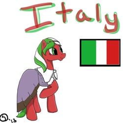 Size: 894x894 | Tagged: safe, artist:sydfreak2, flag, italy, nation ponies, simple background, text