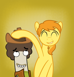 Size: 2281x2388 | Tagged: safe, artist:cartuneslover16, braeburn, earth pony, background pony meltdown in the comments, crossover, fish hooks, grin, happy, oscar, overreaction, smiling