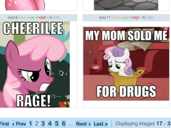 Size: 495x371 | Tagged: safe, cheerilee, sweetie belle, exploitable meme, juxtaposition, juxtaposition win, rage, sweetiebuse