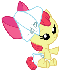 Size: 2400x2800 | Tagged: safe, artist:beavernator, apple bloom, pony, baby, baby pony, diaper, simple background, vector, white background, younger