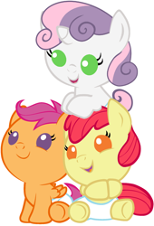 Size: 1500x2200 | Tagged: safe, artist:beavernator, apple bloom, scootaloo, sweetie belle, pony, baby, baby apple bloom, baby belle, baby pony, baby scootaloo, cute, cutie mark crusaders, diaper, diapered, diapered fillies, diapered foals, female, filly, foal, simple background, vector, white background, white diapers