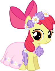 Size: 4996x6455 | Tagged: dead source, safe, artist:saveman71, apple bloom, a canterlot wedding, absurd resolution, bridesmaid dress, clothes, dress, floral head wreath, flower, flower girl, simple background, solo, transparent background, vector