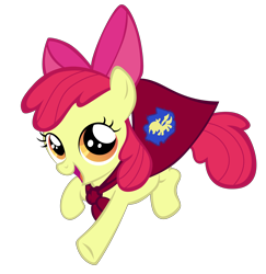 Size: 5000x5143 | Tagged: safe, artist:ahumeniy, apple bloom, earth pony, pony, absurd resolution, cape, clothes, cmc cape, female, filly, happy, jumping, running, simple background, smiling, solo, transparent background, vector