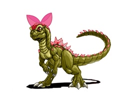 Size: 600x457 | Tagged: safe, apple bloom, kaiju, female, godzilla, godzilla (series), godzilla junior, godzilla neo, kaijufied, modified, simple background, solo, species swap, white background