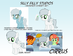 Size: 1500x1159 | Tagged: safe, artist:tehjadeh, oc, oc only, oc:cirrus sky, concept art, snowdrop (animation)