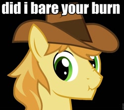 Size: 960x854 | Tagged: safe, braeburn, jimmies, pun, rustled my jimmies, scrunchy face