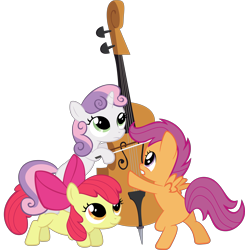 Size: 6434x6558 | Tagged: safe, artist:lykas13, apple bloom, scootaloo, sweetie belle, absurd resolution, cello, cutie mark crusaders, musical instrument, simple background, transparent background, vector