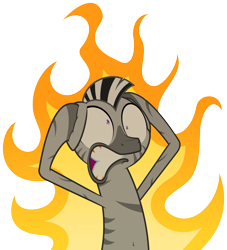 Size: 4546x5000 | Tagged: safe, artist:zutheskunk oc commissions, oc, oc only, zebra, absurd resolution, bipedal, commission, fire, gritted teeth, male, on fire, simple background, solo, standing, transparent background, vector