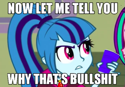 Size: 507x354 | Tagged: safe, sonata dusk, equestria girls, rainbow rocks, bullshit, let me tell you why that's bullshit, reaction image, vulgar