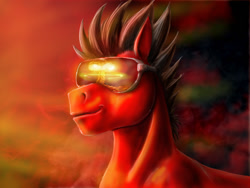 Size: 1024x768 | Tagged: safe, artist:max-dragon, pony, atomic bomb, explosion, male, smirk, solo, stallion, sunglasses