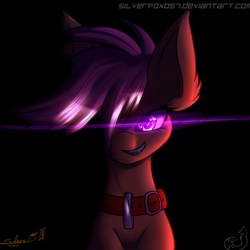 Size: 3500x3500 | Tagged: safe, artist:silverfox057, scootaloo, collar, glowing eyes, solo