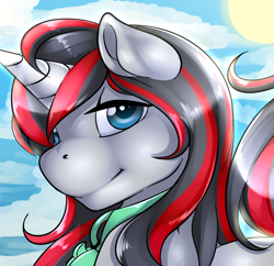 Size: 794x770 | Tagged: safe, artist:camychan, oc, oc only, oc:quantum shift, pony, unicorn, bust, collar, portrait, solo