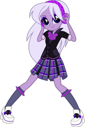 Size: 3001x4500 | Tagged: safe, artist:xebck, edit, lemon zest, equestria girls, friendship games, absurd resolution, alternate color palette, amethyst (steven universe), crystal prep academy, crystal prep shadowbolts, headphones, looking at you, palette swap, simple background, solo, steven universe, transparent background, vector