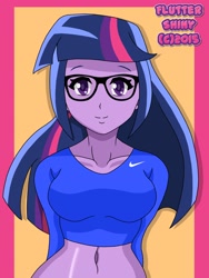Size: 1920x2560 | Tagged: safe, artist:swagalicious-tony, sci-twi, twilight sparkle, equestria girls, belly button, colored pupils, midriff, solo