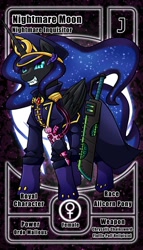 Size: 800x1399 | Tagged: safe, artist:vavacung, nightmare moon, alicorn, pony, female, mare, pactio card, solo, sword, warhammer (game), warhammer 40k