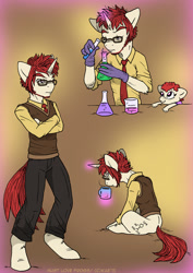 Size: 848x1200 | Tagged: safe, artist:kaemantis, twist, oc, oc:briar, anthro, chemistry, cute, magic, molecule, science, twistabetes