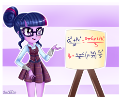 Size: 2000x1600 | Tagged: safe, artist:vixelzf, sci-twi, twilight sparkle, equestria girls, clothes, crystal prep academy uniform, fancy mathematics, math, school uniform, solo