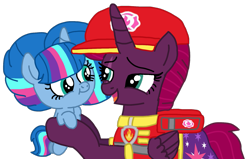 Size: 1703x1080 | Tagged: safe, alternate version, artist:徐詩珮, derpibooru import, fizzlepop berrytwist, tempest shadow, oc, oc:nova sparkle, alicorn, pony, series:sprglitemplight diary, series:sprglitemplight life jacket days, series:springshadowdrops diary, series:springshadowdrops life jacket days, aid marshall (paw patrol), alicornified, alternate universe, baby, baby pony, background removed, base used, bubbleverse, clothes, female, holding a pony, magical lesbian spawn, magical threesome spawn, marshall (paw patrol), mother and child, mother and daughter, multiple parents, next generation, offspring, parent and child, parent:glitter drops, parent:spring rain, parent:tempest shadow, parent:twilight sparkle, parents:glittershadow, parents:sprglitemplight, parents:springdrops, parents:springshadow, parents:springshadowdrops, paw patrol, race swap, simple background, tempesticorn, transparent background