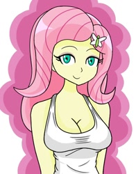 Size: 431x551 | Tagged: safe, artist:handgunboi, derpibooru import, fluttershy, equestria girls, adorasexy, breasts, cleavage, clothes, cute, female, hootershy, sexy, solo, tanktop