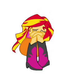 Size: 838x953 | Tagged: safe, artist:nightred15, derpibooru import, edit, edited edit, editor:nightred15, sunset shimmer, equestria girls, rainbow rocks, boots, clothes, crying, female, hand, sad, shirt, shoes, simple background, solo, transparent background, upset