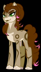 Size: 731x1280 | Tagged: safe, artist:happyanthro, derpibooru import, oc, oc only, oc:lizzy, earth pony, pony, bedroom eyes, black background, digital art, female, mare, ponified, simple background, solo, tail