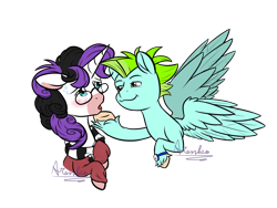 Size: 1024x768 | Tagged: safe, artist:aresshia, derpibooru import, oc, oc only, oc:curly brackets, oc:vynarity, pegasus, pony, unicorn, commission, simple background, transparent background