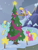 Size: 1020x1337 | Tagged: safe, derpibooru import, screencap, cherry berry, cloud kicker, helia, earth pony, pegasus, pony, a hearth's warming tail, background pony, cherrybetes, christmas, christmas tree, cropped, cute, decoration, female, heliadorable, holiday, kickerbetes, snow, stars, tree, trio