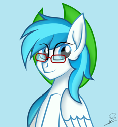 Size: 3000x3200 | Tagged: safe, artist:aorkamon, artist:benzayngcup, derpibooru import, oc, oc only, pegasus, blue background, cowboy hat, glasses, hat, simple background, solo