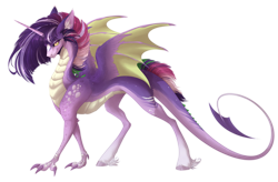 Size: 3603x2367 | Tagged: safe, artist:monogy, derpibooru import, spike, twilight sparkle, twilight sparkle (alicorn), alicorn, dracony, dragon, hybrid, pony, fusion, simple background, solo, transparent background