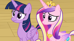 Size: 1920x1080 | Tagged: safe, derpibooru import, screencap, princess cadance, twilight sparkle, twilight sparkle (alicorn), alicorn, pony, once upon a zeppelin, duo, duo female, female, sisters-in-law