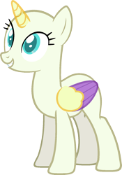 Size: 981x1405 | Tagged: safe, artist:pegasski, derpibooru import, oc, oc only, alicorn, pony, marks for effort, alicorn oc, bald, base, eyelashes, grin, horn, simple background, smiling, solo, transparent background, two toned wings, wings