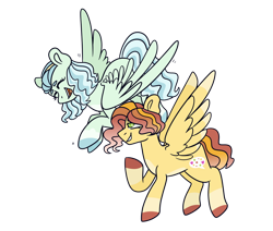 Size: 1024x867 | Tagged: safe, artist:skyleafluvsponies, derpibooru import, oc, oc only, oc:brazen plumage, oc:tea cake, pegasus, auraverse, magical lesbian spawn, offspring, parent:coco pommel, parent:soarin', parent:spitfire, parent:vignette valencia, parents:soarinpommel, simple background, transparent background