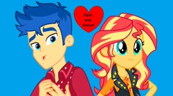 Size: 1280x710 | Tagged: safe, artist:starman1999, derpibooru import, flash sentry, sunset shimmer, equestria girls, female, flashimmer, male, shipping, straight