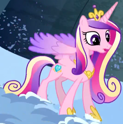 Size: 1090x1099 | Tagged: safe, derpibooru import, screencap, princess cadance, alicorn, pony, party pooped, cropped, female, snow, solo