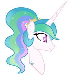 Size: 2048x2048 | Tagged: safe, artist:chelseawest, derpibooru import, princess celestia, alicorn, pony, bust, ponytail, portrait, simple background, solo, transparent background