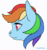 Size: 1413x1496 | Tagged: safe, artist:taytinabelle, derpibooru import, rainbow dash, pegasus, pony, animated, blinking, bust, ear fluff, ear twitch, experiment, female, floppy ears, frame by frame, looking at you, mare, sidelong glance, simple background, smiling, solo, white background, windswept mane