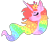 Size: 512x444 | Tagged: safe, artist:arctusthegoddessyt, derpibooru import, oc, pony, unicorn, crown, eyes closed, flowing mane, jewelry, lineless, pastel, rainbowdesign, rainbowhair, regalia, simple background, simplistic art style, solo, sparkles, transparent background