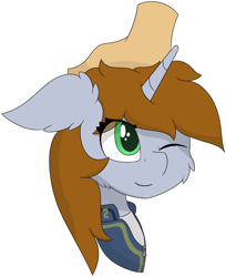 Size: 5224x6407 | Tagged: safe, artist:skylarpalette, derpibooru import, oc, oc only, oc:littlepip, unicorn, fallout equestria, brown mane, cheek fluff, disembodied hand, ear fluff, fallout, female, green eyes, hand, head pat, horn, mare, pat, simple background, simple shading, stable-tec, stable-tec colors, transparent background, unicorn oc