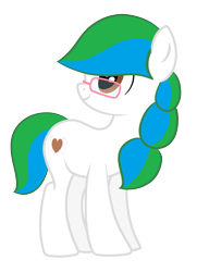 Size: 782x1020 | Tagged: safe, artist:bronyxceed, derpibooru import, oc, oc only, oc:fuzzy heart, earth pony, pony, earth pony oc, female, glasses, looking back, mare, simple background, smiling, solo, transparent background