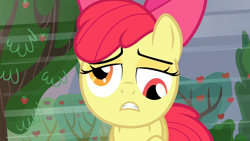 Size: 1280x720 | Tagged: safe, derpibooru import, screencap, apple bloom, apple family reunion, derp, faic, solo