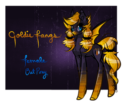 Size: 888x742 | Tagged: safe, artist:haventide, derpibooru import, oc, oc only, bat pony, pony, fangs, female, goldie fangs, mare, pigtails, solo