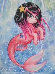 Size: 661x890 | Tagged: safe, artist:albinwonderland, derpibooru import, oc, oc only, merpony, solo, traditional art