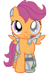 Size: 722x990 | Tagged: safe, artist:tfp-ratchet123, derpibooru import, scootaloo, cyborg, roboloo, solo