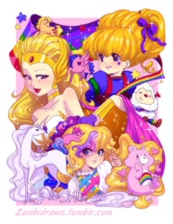 Size: 448x580 | Tagged: safe, artist:zambicandy, derpibooru import, applejack (g1), firefly, g1, 80s, amalthea, barely pony related, care bears, crossover, lady lovely locks and the pixietails, rainbow brite, she-ra, the last unicorn