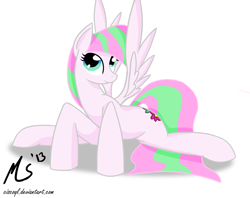 Size: 1000x792 | Tagged: safe, artist:ciscoql, derpibooru import, blossomforth, flexible, solo, splits