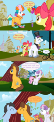 Size: 1592x3584 | Tagged: safe, artist:thelastgherkin, derpibooru import, edit, screencap, apple bloom, caramel, lucky clover, scootaloo, sweetie belle, hearts and hooves day (episode), big top, comic, cutie mark crusaders, gay, hearts and hooves day, male, persnickety, scene parody, screencap comic, the perfect stallion