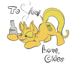 Size: 950x836 | Tagged: safe, artist:cider, derpibooru import, /co/, alcohol, drunk, katia managan, pineapple, ponified, prequel (webcomic), solo