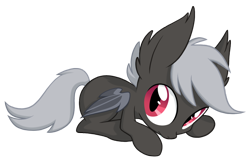 Size: 1112x721 | Tagged: source needed, safe, artist:equestria-prevails, derpibooru import, oc, oc only, oc:heartburn, bat pony, pony, fluffy, foal, scared, simple background, solo, transparent background